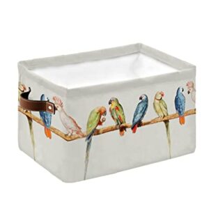 Storage Bins, Parrot Bird on Branch Storage Baskets for Organizing Closet Shelves Clothes Decorative Fabric Baskets Large Storage Cubes with Handles