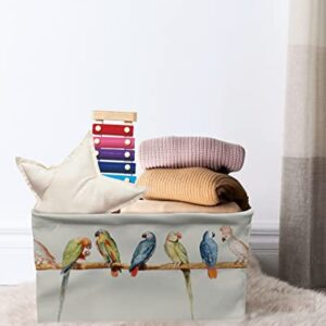 Storage Bins, Parrot Bird on Branch Storage Baskets for Organizing Closet Shelves Clothes Decorative Fabric Baskets Large Storage Cubes with Handles