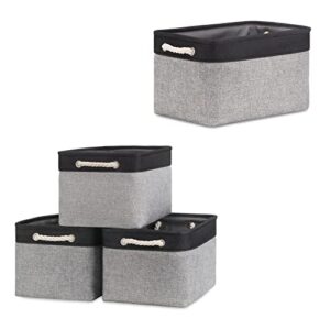 bidtakay fabric baskets set of 4 bundled baskets for shelves 15 x 11 x 9.5 inches (black&grey)