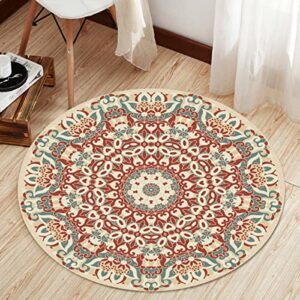 erwinmu 2.6ft tribal round area rug for bedroom entryway foyer – persian small round rug soft living room carpet entryway foyer non-slip easy to clean