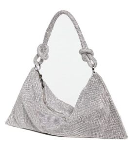 rhinestone sparkly hobo bag for women silver diamond purses evening prom rhinestone handbag hobo bag for travel vacation