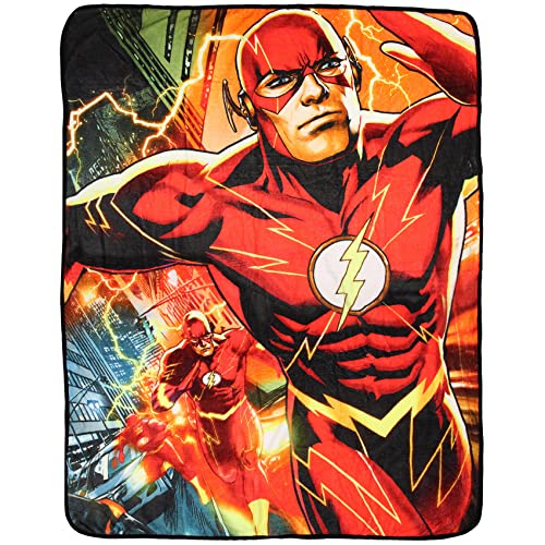 Northwest DC Comics The Flash Running Lightning Superhero Plush Throw Blanket 46' x 60'