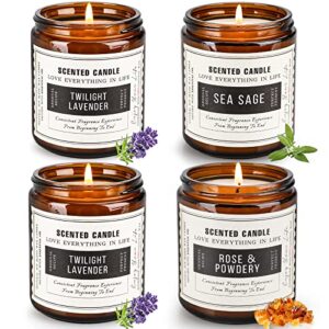 4 pack candles for home scented sage and lavender candles natural soy wax relaxing candle, sage candles for cleansing house, house warming gifts new home, valentine’s day, mother’s day gift