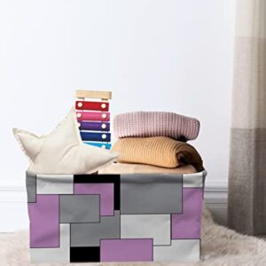 Storage Bins, Abstract Art Patchwork Pink Black and Grey Storage Baskets for Organizing Closet Shelves Clothes Decorative Fabric Baskets Large Storage Cubes with Handles