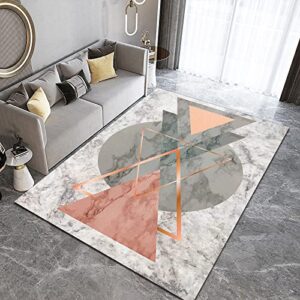 Grey Pink Marble Texture Area Carpet, Irregular Geometry Triangle Circular Soft Rug, Super Fluffy Machine Washable Non-Slip for Living Room Bedroom Study Dining Room Kitchen3x5ft
