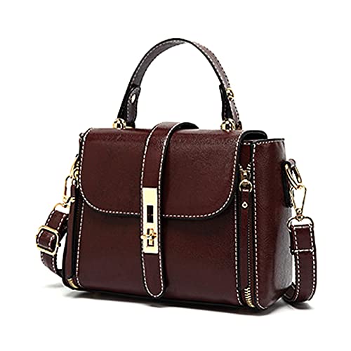 Vintage Vegan Leather Flap Purses and Handbags for Women Top-Handle Satchel Bag Ladies Office Work One Shoulder Crossbody Bag (Brown 2)