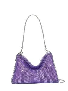verdusa women’s shiny rhinestone evening handbag hobo bag clutch purse purple one-size