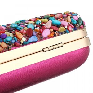 MultiColor Stone Evening Clutch Bag Sparkling Handbag Shiny Glitter Evening Clutch for Wedding Party Prom (Multi-colored)