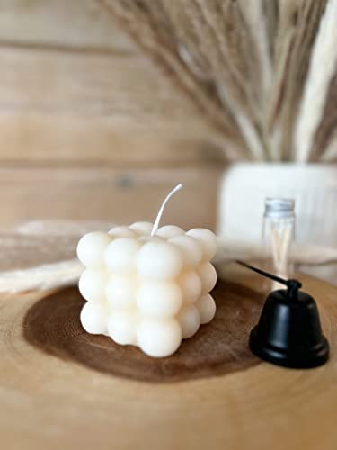 Scented Cube Candle, Bubble Candle, Cube Candle, Candle Sticks, Scented Candle, Decorative Candle, Natural Soy Wax, Housewarming Gift (White)