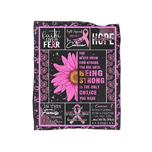 breast cancer awareness blanket throw, breast cancer survivor gifts for women girls, pink ribbon bed blankets ultra soft fleece warm cozy for couch bed sofa 60×50 inch