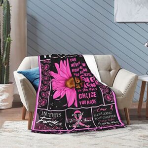 Breast Cancer Awareness Blanket Throw, Breast Cancer Survivor Gifts for Women Girls, Pink Ribbon Bed Blankets Ultra Soft Fleece Warm Cozy for Couch Bed Sofa 60x50 Inch