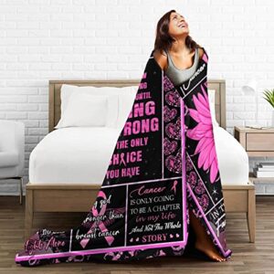 Breast Cancer Awareness Blanket Throw, Breast Cancer Survivor Gifts for Women Girls, Pink Ribbon Bed Blankets Ultra Soft Fleece Warm Cozy for Couch Bed Sofa 60x50 Inch