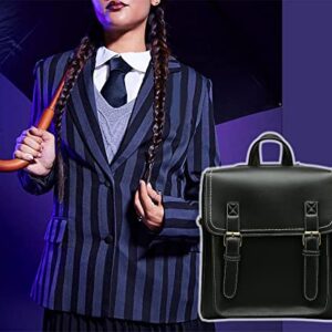 Yoniza Wednesday Addams Backpack Vintage Black Leather Backpack Durable Wednesday Backpack Adjustable Backpack For Women