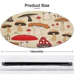 YEAHSPACE Mushroom Rug Round 40 inch Aesthetic Circle Area Rug Living Room Bedroom Decor-Various Artistic Mushroom Art Beige