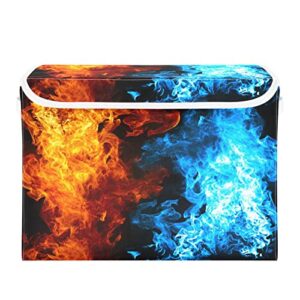 kigai red and blue fire storage basket with lid collapsible storage bin fabric box closet organizer for home bedroom office 1 pack
