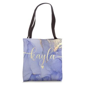 kayla letter k initial cute purple personalized tote bag