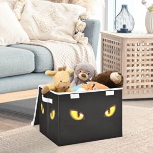 Kigai Cool Cat Eyes Storage Baskets for Shelves Foldable Closet Basket Storage Bins with Lid for Clothes Home Office Toys Organizers