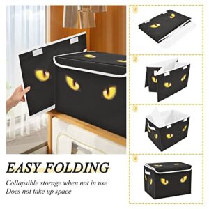 Kigai Cool Cat Eyes Storage Baskets for Shelves Foldable Closet Basket Storage Bins with Lid for Clothes Home Office Toys Organizers