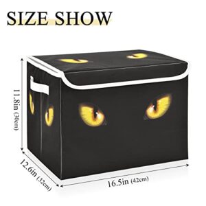 Kigai Cool Cat Eyes Storage Baskets for Shelves Foldable Closet Basket Storage Bins with Lid for Clothes Home Office Toys Organizers