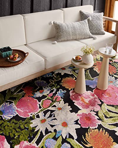 Loloi II Botanical Collection BOT-01 Black/Multi, Indoor/Outdoor 6'-7" x 9'-4" Area Rug