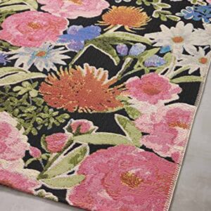 Loloi II Botanical Collection BOT-01 Black/Multi, Indoor/Outdoor 6'-7" x 9'-4" Area Rug