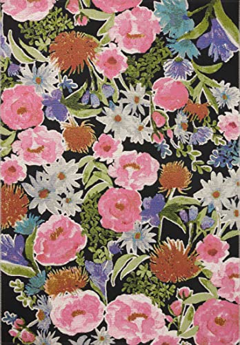 Loloi II Botanical Collection BOT-01 Black/Multi, Indoor/Outdoor 6'-7" x 9'-4" Area Rug