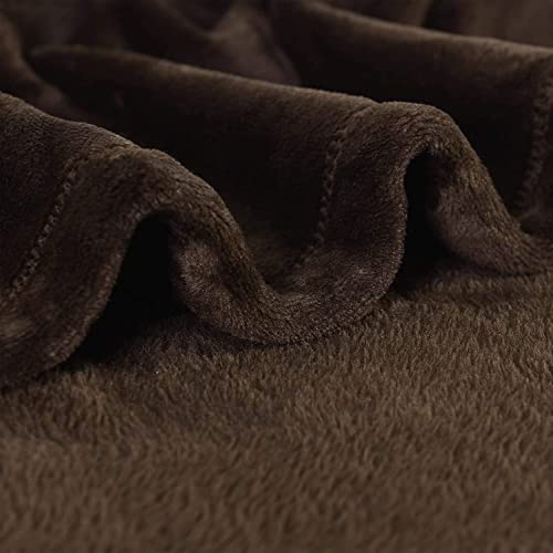 LUSHLEAF Flannel Fleece Blanket Throw Size Super Soft Lightweight Bed Blanket for Couch, Brown, 50 x 60 inch