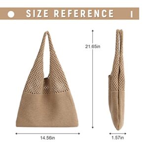 LUI SUI Crochet Mesh Tote Bag Retro Summer Hobo Bag for Women Flower Knitted Shoulder Bags Casual Beach Purse