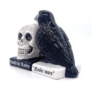 Rustix Quoth The Raven Ceramic Gothic Halloween Decor Cute skull Horror Salt and Pepper Shaker Set Scary Spooky and witchy Gift Fall Season Decor for Kitchen