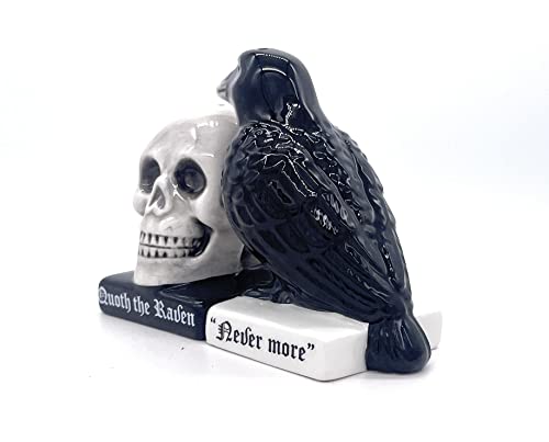 Rustix Quoth The Raven Ceramic Gothic Halloween Decor Cute skull Horror Salt and Pepper Shaker Set Scary Spooky and witchy Gift Fall Season Decor for Kitchen