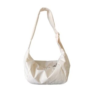 qyiangst puffer bag for women, soft cotton designer shoulder handbags fashion ladies crossbody bag (white)