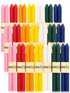 42 pcs beeswax handmade taper candles dripless wax candles colorful beeswax candles 9 inch long tapered candles honeycomb candles for christmas dinner party