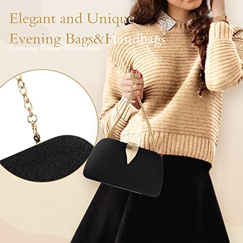 Gold Formal Clutch Purse for Women Wedding Crossbody Evening Bag Beige Glitter Handbag (Black)