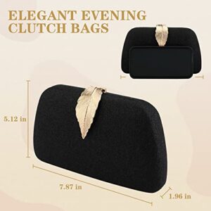 Gold Formal Clutch Purse for Women Wedding Crossbody Evening Bag Beige Glitter Handbag (Black)