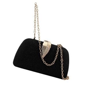 Gold Formal Clutch Purse for Women Wedding Crossbody Evening Bag Beige Glitter Handbag (Black)