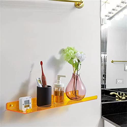 4 Pack Acrylic Floating Shelves, Wall Mounted Invisible Bathroom Shower Shel, for Home, Bedroom, Bathroom, Kitchen Storage(4Pcs, Brown)