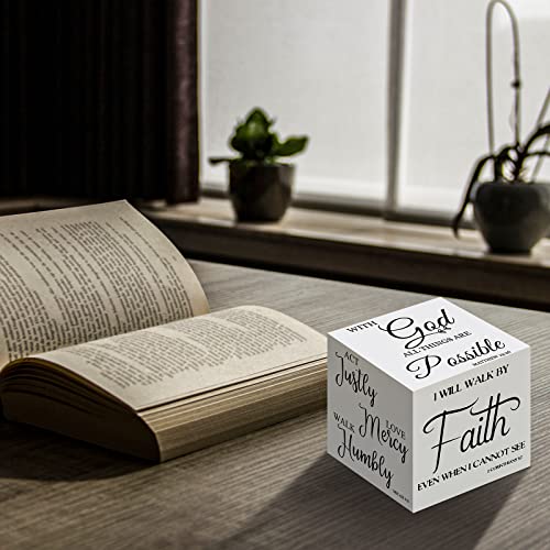 2 Pcs Bible Verse Mini Wood Signs Christian Decor Be Still and Know Religious Sign Wooden Scripture Desk Decor Rustic Bible Verse Blocks Home Scripture Word Plaque, 3.35 Inch (Vivid Style)
