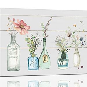 Botanical Bathroom Decor Wall Art Farmhouse Bottles And Plants Bathroom Pictures Wall Decor Rustic Floral Canvas Painting Print Artworks Home Decorations for Bedroom Dining Room Living Room 16"x12"