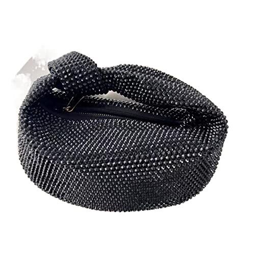 MMKJHNBHQ Women's Rhinestone Knotted Clutch Shiny Dinner Party Dumpling Bag, Suitable for Party Club Wedding