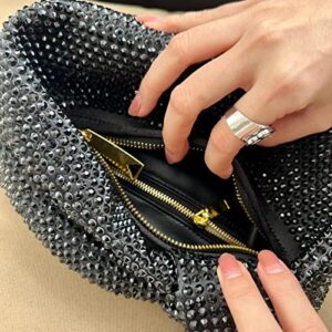 MMKJHNBHQ Women's Rhinestone Knotted Clutch Shiny Dinner Party Dumpling Bag, Suitable for Party Club Wedding