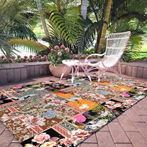 Vintage Flower Bird Area Rug 2'7"x5',Outdoor Indoor Small Carpet Runner for Kids Teen Girls Boys Bedroom,Living,Bathroom,Classroom,Office,Kitchen,Oriental Elegance Crane Leaf Fish Washable Area+Rug