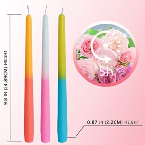 Scented Candle Colored Taper Candles Sticks - SEUCRWAX Smokeless Gradient Candles Rose Set of 6, for Home Decor, Wedding, Festival and Special Occasions