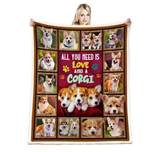 Corgi Gifts for Corgi Lovers, Cute Corgi Blanket, Lightweight Super Soft Cozy Throw Blanket for Sofa Bed Couch Chair Living Room 50 x 60 Inch, Corgi Gifts Christmas Birthday Gifts for Kids and Adults