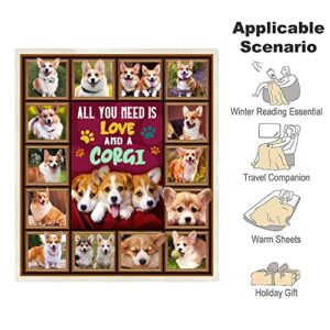 Corgi Gifts for Corgi Lovers, Cute Corgi Blanket, Lightweight Super Soft Cozy Throw Blanket for Sofa Bed Couch Chair Living Room 50 x 60 Inch, Corgi Gifts Christmas Birthday Gifts for Kids and Adults