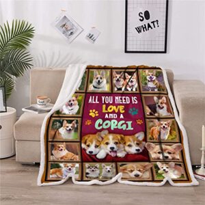 Corgi Gifts for Corgi Lovers, Cute Corgi Blanket, Lightweight Super Soft Cozy Throw Blanket for Sofa Bed Couch Chair Living Room 50 x 60 Inch, Corgi Gifts Christmas Birthday Gifts for Kids and Adults