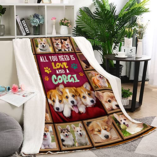 Corgi Gifts for Corgi Lovers, Cute Corgi Blanket, Lightweight Super Soft Cozy Throw Blanket for Sofa Bed Couch Chair Living Room 50 x 60 Inch, Corgi Gifts Christmas Birthday Gifts for Kids and Adults