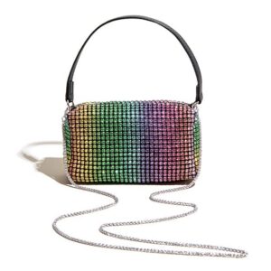 Crystal Cross Body Bags for Women Rhinestone Evening Purse Wedding Bags with Chain Prom Clutch Evening Bag Party Shoulder Bag (Colorful)