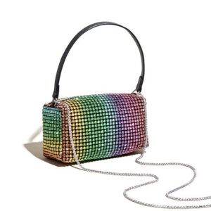 Crystal Cross Body Bags for Women Rhinestone Evening Purse Wedding Bags with Chain Prom Clutch Evening Bag Party Shoulder Bag (Colorful)