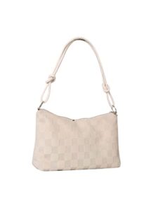 sweatyrocks women’s hobo purse checkered zip up shoulder bag casual handbag beige s