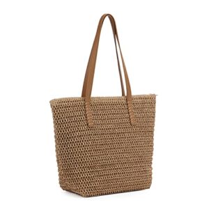sukutu women summer straw bag large capacity beach tote handbag handmade woven vacation shoulder bag purse